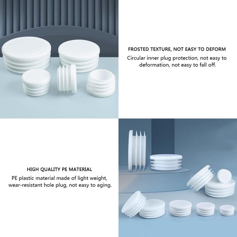 20mm White Plastic Plugs, Round Tube Covers, Inner End Caps