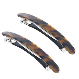 Baoblaze 2 x Women's Hair Clips, French Hair Clips, Vintage Hair Accessories, Barrette, Automatic Tortoise Shell Hair Clips for Women and Girls, Fine Hair and Medium Thick Hair, Leopard Brown