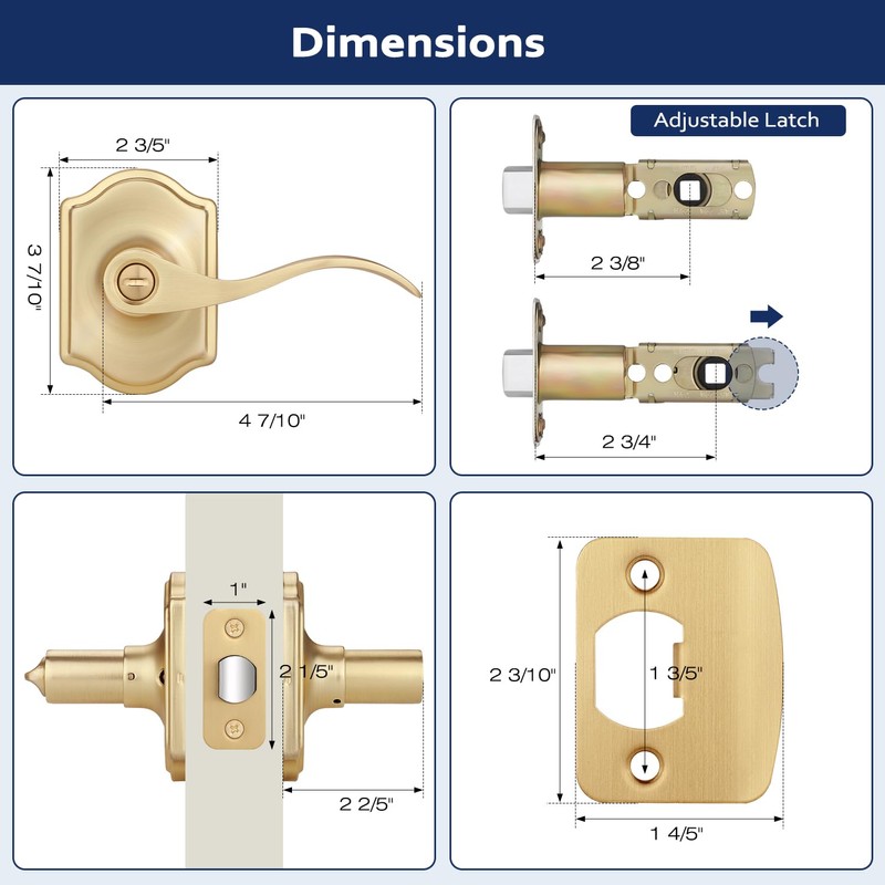 Bonpoly 4 Pack Brass Door Knobs, Interior Privacy Door Knob
