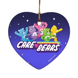 GRAPHICS & MORE Care Bears: Unlock The Magic Logo Group Heart-Shaped Porcelain Holiday Christmas Tree Ornament - 2.8"