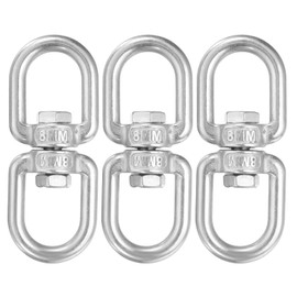 PATIKIL Double Swivel Hook, 3 Pack 304 Stainless Steel Swivel Ring M8 Double Ended Eye to Eye Hook Hanging Rotating Hook Shackle Ring Connector, Load 380KG/838 lbs