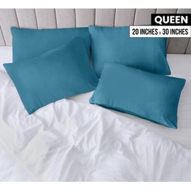 Utopia Bedding Queen Pillow Cases - 4 Pack - Envelope Closure - Soft Brushed Microfiber Fabric - Shrinkage and Fade Resistant Pillow Covers Queen Size 20 X 30 Inches (Queen, Denim Blue)