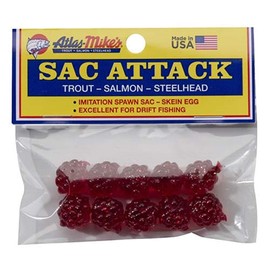 Atlas Mike's Sac Attack Imitation Salmon Fishing Bait Eggs (Bag of 10), Red