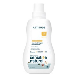ATTITUDE Baby Laundry Detergent, EWG Verified, Plant and Mineral-Based Formula, HE Compatible, Vegan Household Products, Unscented, Sensitive, 33.8 Fl Oz, 35 Loads