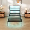 CLIBFENG Twin Bed Frame with Headboard,Heavy Duty Steel Slats Support-LED