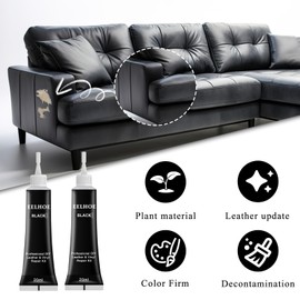 Gubuyi Leather Repair Set, Leather Repair Cream, Leather Repair Kit Black, Liquid Leather Repair Kit, Leather Scratch Restorer, Leather Repair Filler Sofas, Black, 2 Pieces (Black)