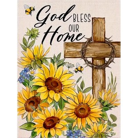 Sunflower Diamond Painting Kits for Adults Beginners - Cross Diamond Art Kits for Adults, Full Drill DIY 5D Diamond Painting Christ Religion Gem Art Painting Crafts Projects for Adults 12x16 in