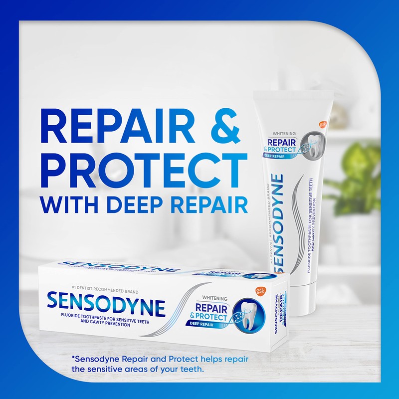Sensodyne Repair and Protect Whitening Toothpaste, Toothpaste for Sensitive Teeth