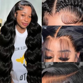 FLOWITHU 30 Inch 13x6 HD Lace Closure Wigs Human Hair Wigs Human Hair 200% Density Body Wave Lace Front Wigs Human Hair for Women