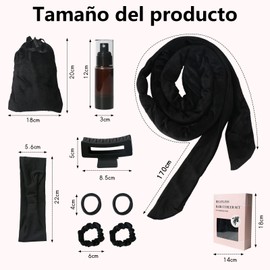 Rizador sin calor, Juego de 9 rizadores sin calor， 70 pulgadas de largo de terciopelo Lazy Curl rodillo del pelo envoltura de las mujeres niñas de pelo largo, rizadores de dormir - Negro