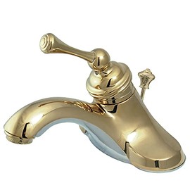 Kingston Brass KB3542 Victorian 4-Inch Centerset Lavatory Faucet with Metal Lever Handle and Plastic Pop-Up, Polished Brass