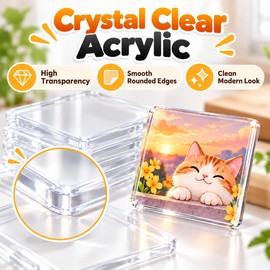 DIY Acrylic Fridge Magnet Kit for Custom Photo Crafts – Clear Self-Adhesive Magnetic Decorations for Home & Kitchen