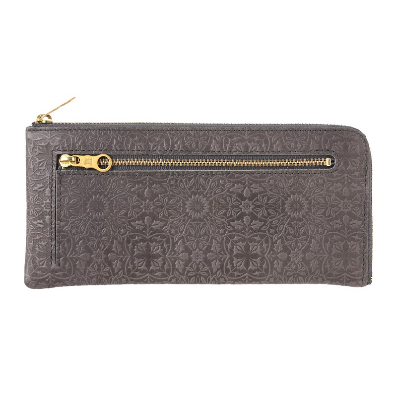HIRAMEKI. Morris L-Shaped Zipper Long Wallet, Cowhide Leather, Embossed William