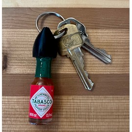 Nomad Enterprises Hot Sauce Keychain with real mini Tabasco Sauce bottle