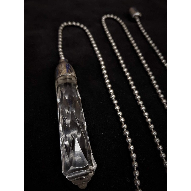 Large Glass Cord Pull 10cm with Chrome Silver Trim -