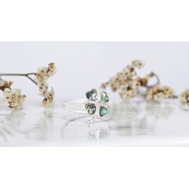 AeraVida Charming Sterling Silver Four Leaf Clover Ring with Intricate Abalone Inlay-8 (8)