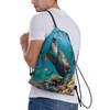 Pazacon Sea Turtle Drawstring Bags Turquoise Drawstring Backpack Cute Fish