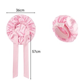ERBO Seidenhaube zum Schlafen, Silk Bonnet, Verstellbare Schlafhaube Seide, Bonnet Sleep Cap, Satin Haarhaube Damen, Seidenhaube zum Schlafen Lange Haare Locken, Haarhaube für die Nacht (Rosa)