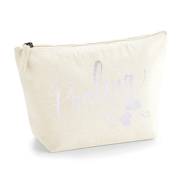 Personalized Name Initials Text 3 Heart Swirl Make Up Accessory