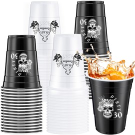 Jingmore 60 Pack Death to My 20s Decoration Cups 16 oz Disposable Rip to My 20s Plastic Cups 30th Twenties Birthday Decoration for Men Women Funeral Birthday Party(Classic)