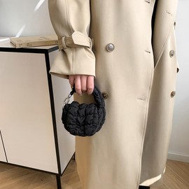 YFGBCX Cute Mini Purse Puffer Tote Bag for Women, Quilted Handbag Small Nylon Clutch Purse Lightweight and Easy to Carry