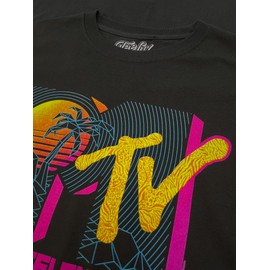 Tee Luv Men's Retro 80s MTV Palm Tree Logo Shirt, Black, XXL