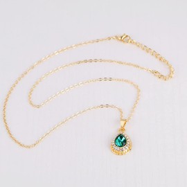 QKEPCY Jewellery Set Earring/Necklace/Bracelet/Ring for Women and Girls Water Drop Shape Pendant Necklace Earrings Bracelet and Rings Set Suitable for Women Wedding Prom Party (Green)