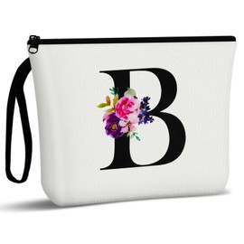 Aucuu Cosmetic Bag Women's Cosmetic Bag Canvas Makeup Bag Cosmetic Bag Multifunctional Make Up Makeup Bag Travel Cosmetic Organiser Large Capacity Cosmetic Bag Women, #5 Letter B