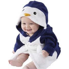 Baby Boy Bathrobe Towel Penguin Terry Unisex Toddler Hooded Bath Robes Girls Spa Hoodies Pajamas 2-3 Years (Navy, M)