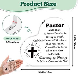 Pastor Appreciation Gift Acrylic Plaque Thank You Gift for Pastor Preacher Priest Religious Christian Gifts Christmas Birthday Retirement Gift for Pastor Catholicism Coworker Friends Office Desk Decor