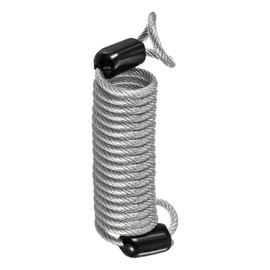 M METERXITY Disc Lock Safety Steel Cable Plastic Coated Spring Reminder Wire Anti-theft Rope Suitable for Outdoor Protection (2.5mm x 1m Clear)