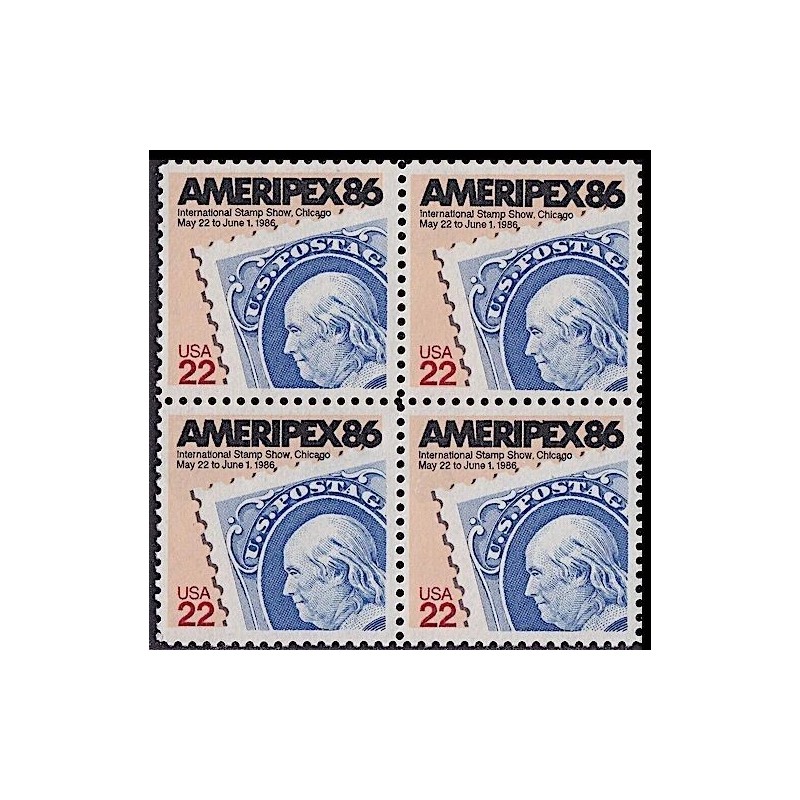 4 Mint AMERIPEX 86 STAMPS Benjamin Ben Franklin Stamp, 1st