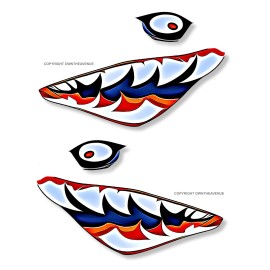OwnTheAvenue Flying Tigers Shark Teeth Hot Rod Detailed Art Vinyl Decal Stickers Choose Size - 3" Inches Long Each