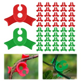 Momowin Pack of 50 Plant Clips, Plant Bender, 90 Degree Bend Plant Trunk Trainer, for Bending Plant Stems and Changing the Growth Direction (Red + Green