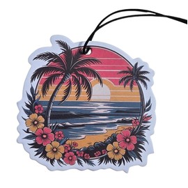 ThatsRad Beach Car Air Freshener Trpocial Summer Coastal (One Size, Palm Tree Sunset/Coconut Scented)