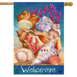Briarwood Lane Seashell Welcome Summer House Flag Beach Nautical 28" x 40"