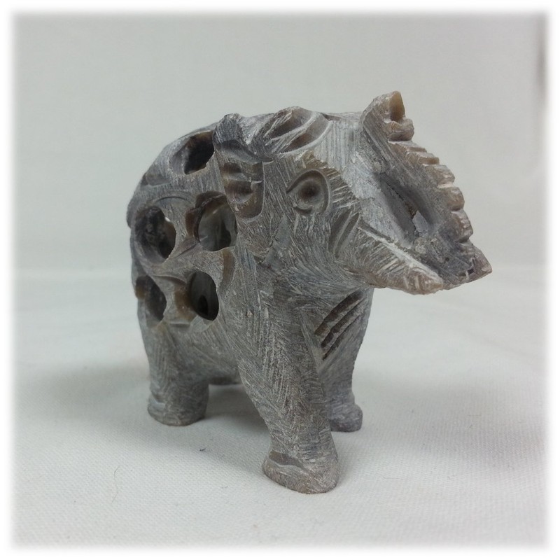 Soapstone Elephant Statuette - 5cm Soapstone Elephant Figurine - Small