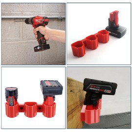 OwnMy Set of 2 Battery Holders for Milwaukee M12 Battery Tool Storage Holders with Battery Slots, Wall Mount Bosch 12V Battery Storage Racks Drill Battery Tool Holders Battery Accessory Storage Packs