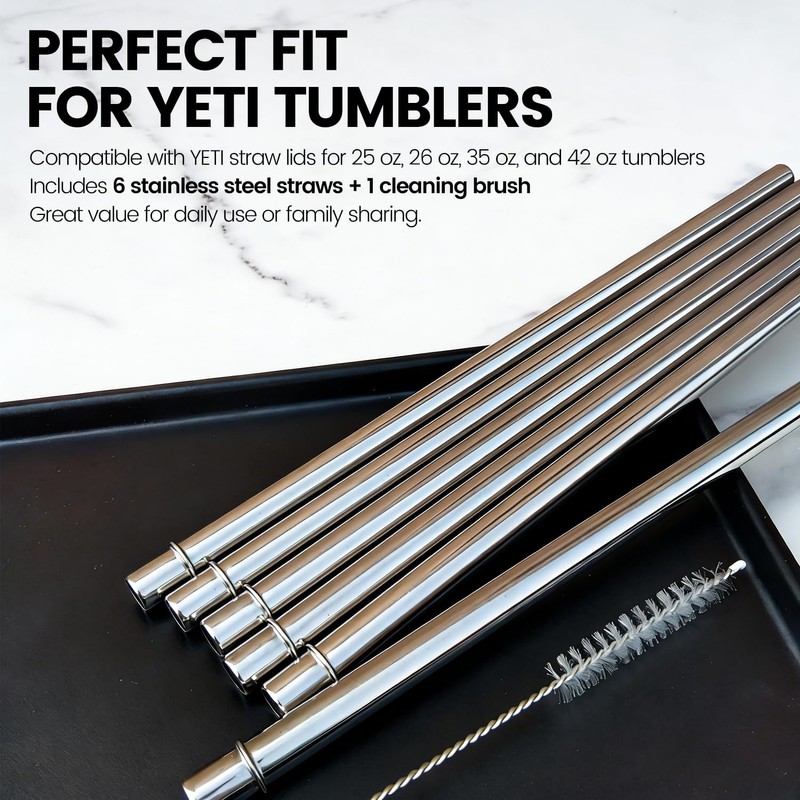 MIMORE Straws for YETI - 6 PCS 10.6" Metal Straws