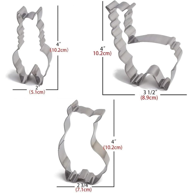 Cute Alpaca Cookie Molds Set 3 Sets Stainless Steel Pancake