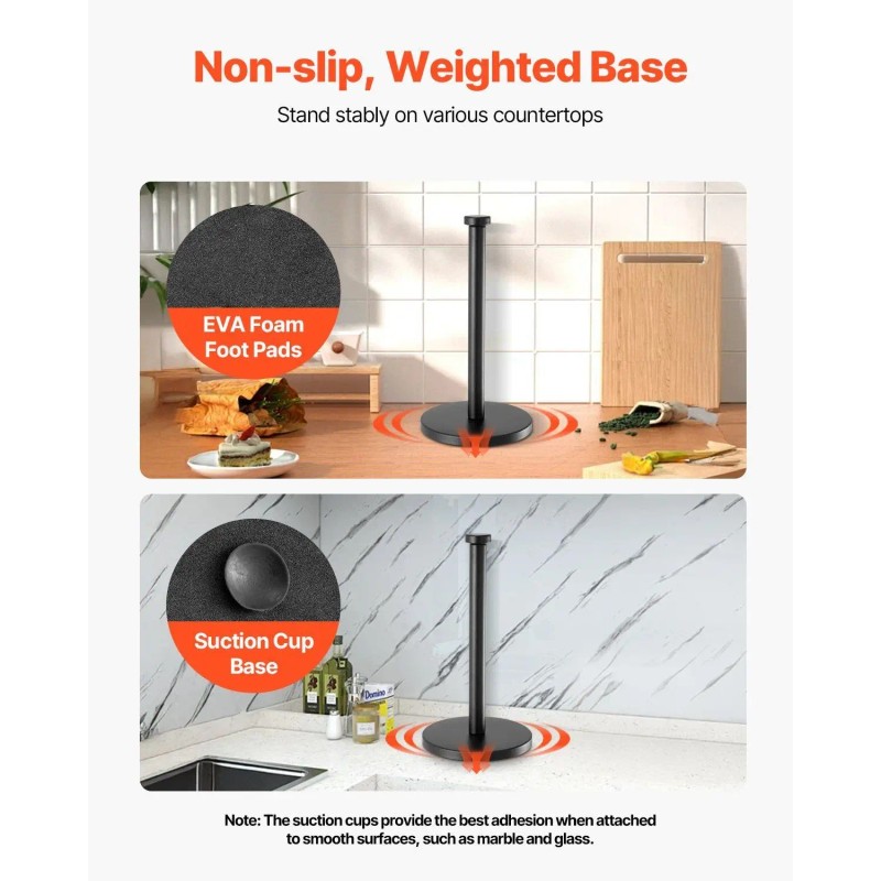 Stainless Steel Paper Towel Holder Countertop Kitchen Stand Dishwasher SafeDefault:
