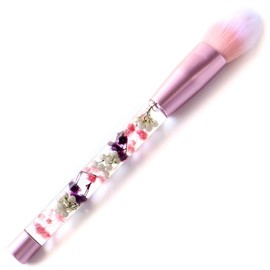 Gold Stone Herbarium Makeup Brush, Teak Brush, Makeup, Flowers, Pink Pastel No. 6