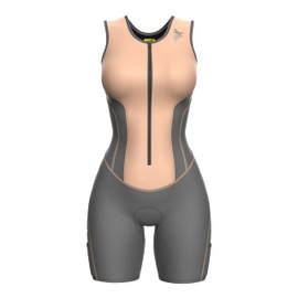 Sparx Women Triathlon Suit Tri Short Racing Cycling Swim Run, Gray/Peach, Small