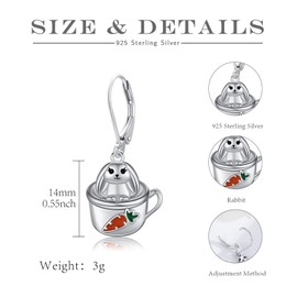 Animal Earrings 925 Sterling Silver Rabbit Earrings Animal Cups Earrings Cute Jewelry Gifts for Women Girls Children, Sterling Silver