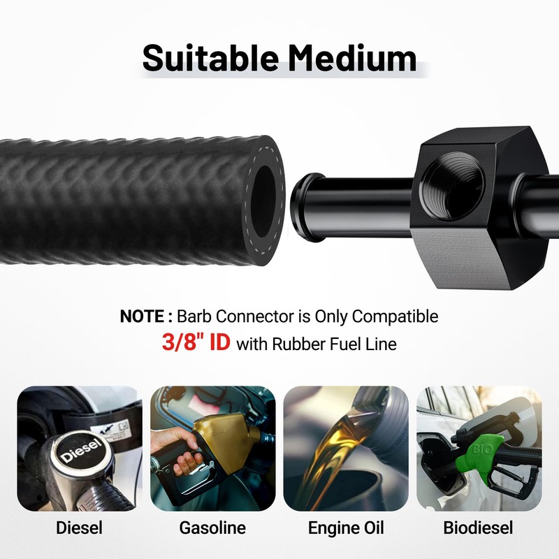 EVIL ENERGY 3/8 Hose Barb Fittings 1/8" NPT Fuel Pressure