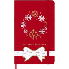 Moleskine Festive Holiday Notebook, Hard Cover, Ruled, Large (5" x 8.25"), Scarlet Red, 240 Pages