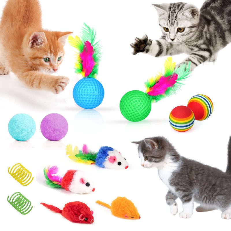34Pcs Cat Toys Kitten Toys,Interactive Cat Toys Set with Collapsible