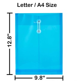 6 Pack Plastic Envelopes Poly Envelopes Expandable Files Document Folders with Button & String Tie Closure - Letter A4 Size - 1-1/4 Inch Expansion - for School Office & Home (Assorted Color)