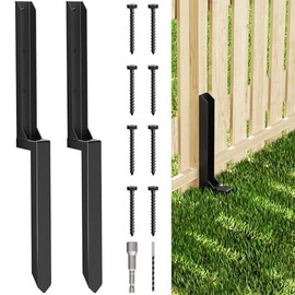WINSOON Thickened Steel Fence Post Repair Kit 2Pack, One-Piece No Splicing Heavy Duty Anchor Fence Post Repair Stakes for Broken Tilted Wooden Posts, Ground Spike Repaired for Tilted Vinyl Fences