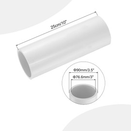 MECCANIXITY 3 Inch PVC Rigid Tube Round Pipe Hardware Tubing 76.6mm ID 90mm OD 250mm White High Impact for Water Pipe Crafts Cable Sleeve